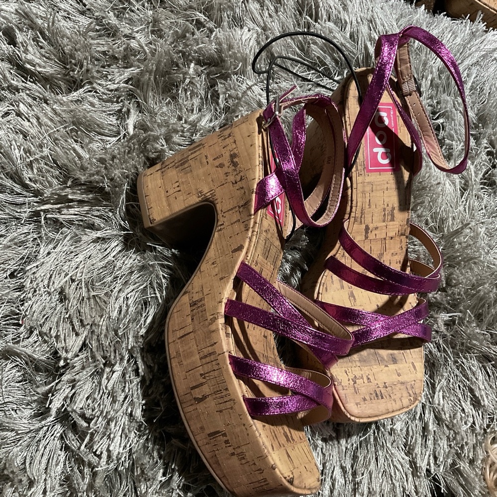 BCBG Purple Strappy Platform Sandals